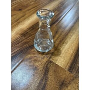Vintage Libby Mini Clear Glass Pinched Bud Vase Bottle 3.5" By 2" 1930's